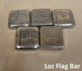 1 oz Hand Poured 999 Silver Bullion "Flag Bar" by YPS - Yeager's Poured Silver