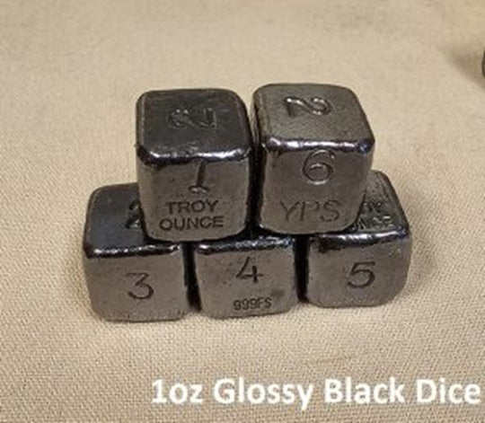 1 oz Hand Poured 999 Silver Bullion Bar "Dice" by YPS - Yeager's  (1 x 1oz die)