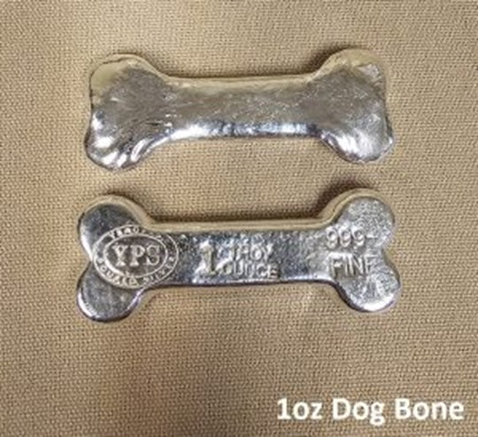 1oz YPS "Dog Bone" 999+ fine silver bullion bar "Yeager's Poured Silver"