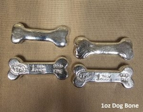 1oz YPS "Dog Bone" 999+ fine silver bullion bar "Yeager's Poured Silver"