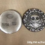 100g Antiqued Plata Muerta 999+ Fine Silver Bullion Bar Yeager's Poured - YPS