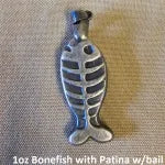 1 oz Antiqued Bonefish w/bail 999+ Fine Silver Bullion Bar Yeager's Poured Silver - YPS