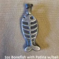1 oz Antiqued Bonefish w/bail 999+ Fine Silver Bullion Bar Yeager's Poured Silver - YPS