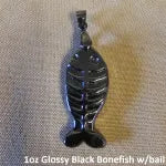 1/2 oz Black Bonefish w/Bail 999+ Fine Silver Bullion Bar Yeager's Poured - YPS