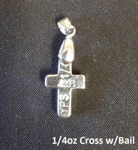 1/4 Troy Ounce Hand Poured 999 Silver Bullion "Cross" by YPS Yeager's