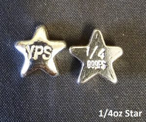 1/4 Troy Ounce Hand Poured 999 Silver Bullion "Star" by YPS Yeager's