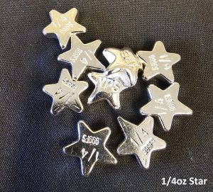 1/4 Troy Ounce Hand Poured 999 Silver Bullion "Star" by YPS Yeager's