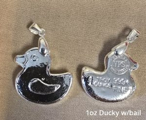 1 oz Hand Poured 999 Silver Bullion Bar "Ducky" With bail by YPS