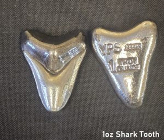 1oz 999 Fine Silver Bullion Bar  by YPS - Yeager's Poured Silver - Shark Tooth