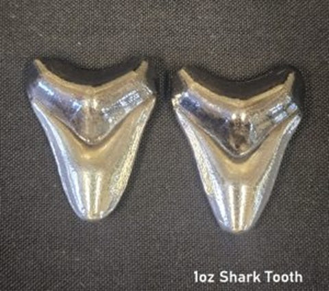 1oz 999 Fine Silver Bullion Bar  by YPS - Yeager's Poured Silver - Shark Tooth