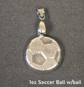 1 oz Hand Poured 999 Silver Bullion Bar "Soccer Ball" With bail by YPS