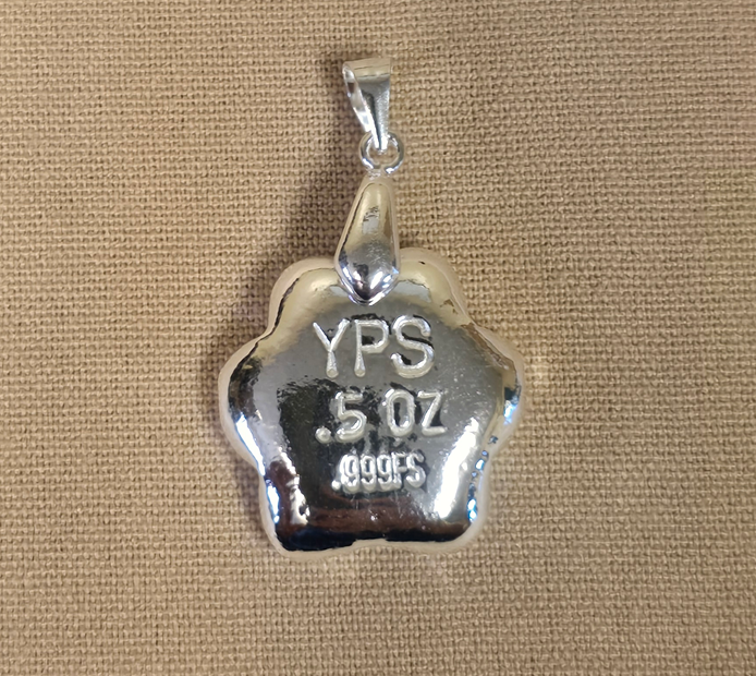 1/2 oz Dog Paw w/Bail 999+ Fine Silver Bullion Bar Yeager's Poured Silver YPS