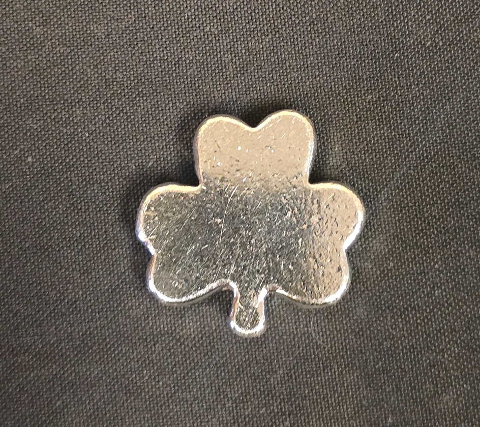 1 oz 3 Leaf Clover 999+ Fine Silver Bullion Bar Yeager's Poured Silver - YPS