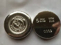 5 oz Button 999+ Fine Silver Bullion Round Yeager's Poured Silver - YPS