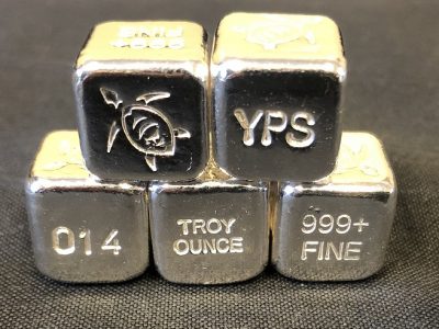 1 oz Hand Poured 999 Silver Bullion Bar "Sea Turtle Cube" by YPS - Yeager's