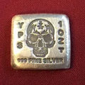 1oz Hand Poured 999 Silver Bullion "Skull Bar"