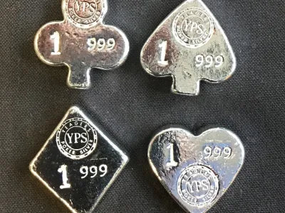 4 oz Set YPS 3D "Poker Suits" 999 fine silver bar - YPS - Yeager's Poured Silver