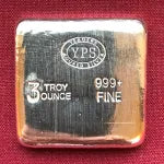 3 oz Hand Poured 999 Silver Bullion Bar "Ag" by Yeager's Poured Silver - YPS