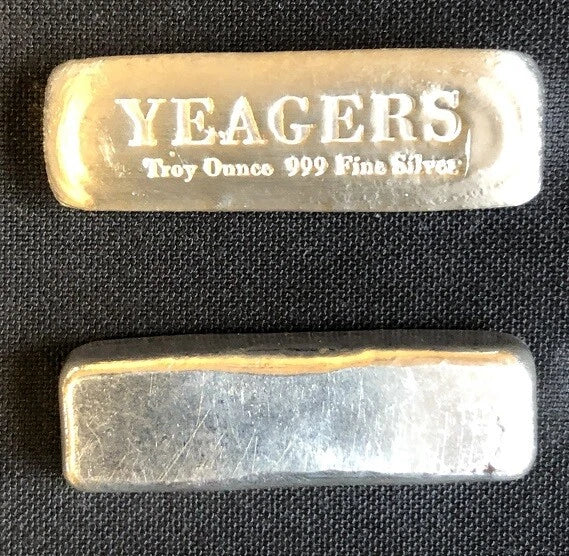 1 oz Bare Bones KitKat Bullion Bar 999+ Fine Silver by Yeager's - YPS