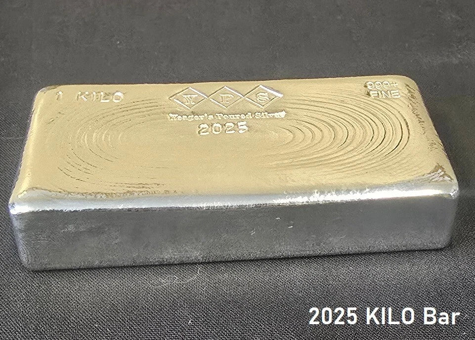 1 KILO 2026 YPS Bar 999+ Fine Silver Bullion by Yeager's Poured Silver