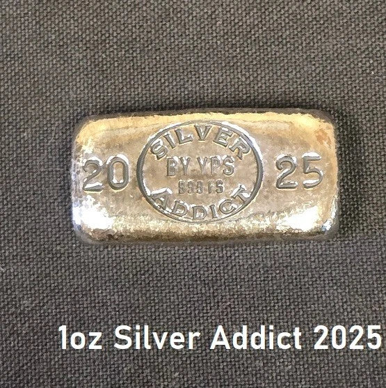 1 oz 2026 Silver Addict 999+ Fine Silver Bullion Bar Yeager's - YPS