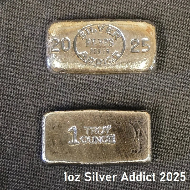 1 oz 2026 Silver Addict 999+ Fine Silver Bullion Bar Yeager's - YPS