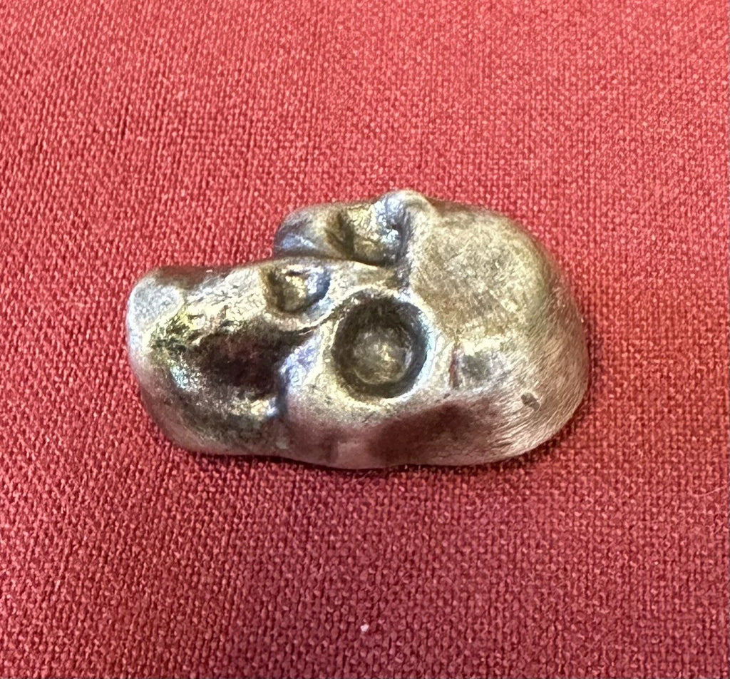 1 oz Antiqued Skull 999+ Fine Silver Bullion Bar Yeager's Poured Silver - YPS