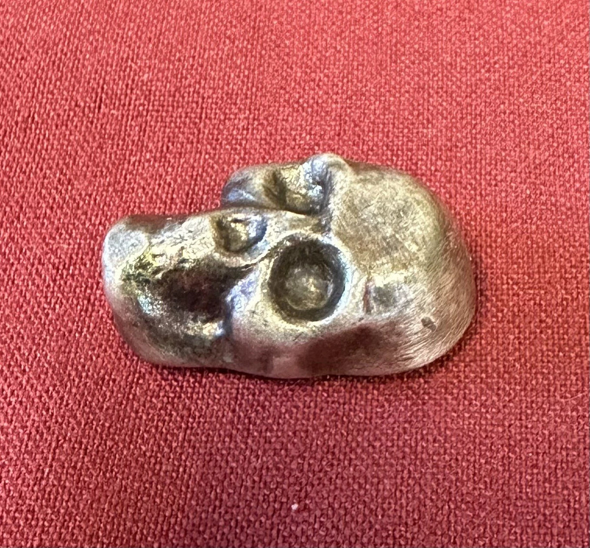 1 oz Antiqued Skull 999+ Fine Silver Bullion Bar Yeager's Poured Silver - YPS